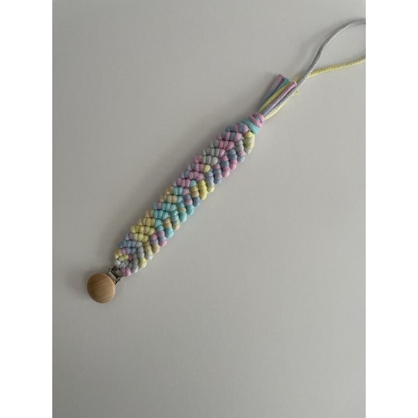 Macrame Pacifier Clip Rainbow