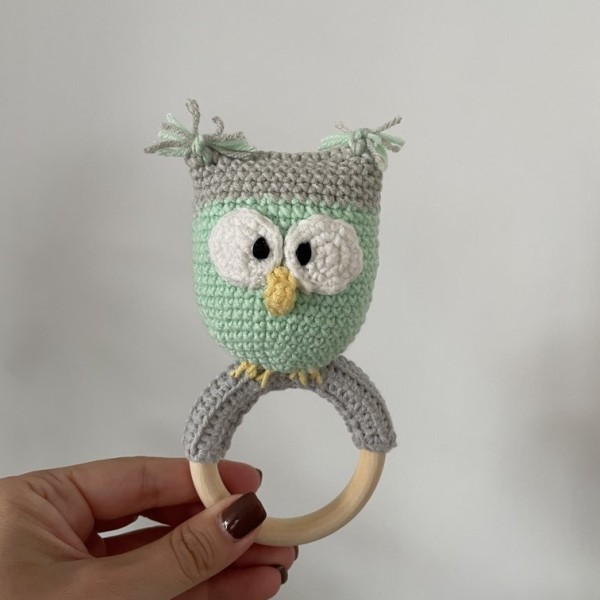 Owl Teether & Rattle Mint L