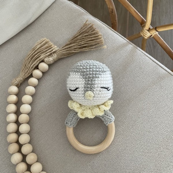 Penguin Teether & Rattle Grey L