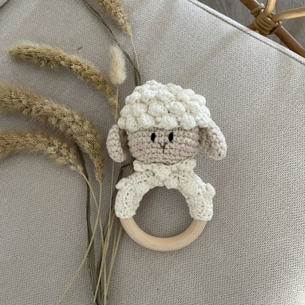 Sheep Teether & Rattle White L