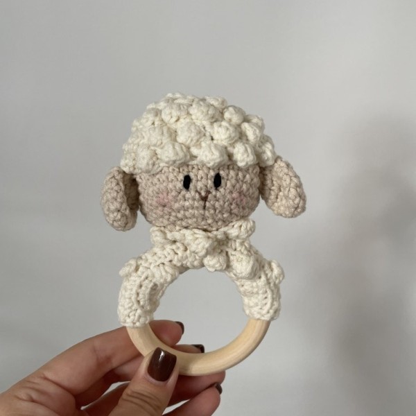 Sheep Teether & Rattle White L