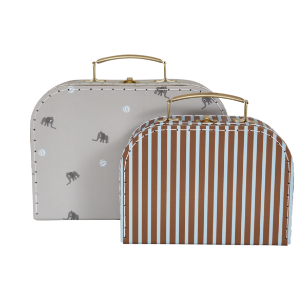 Mini Suitcase Elephant & Stripe - Set of 2