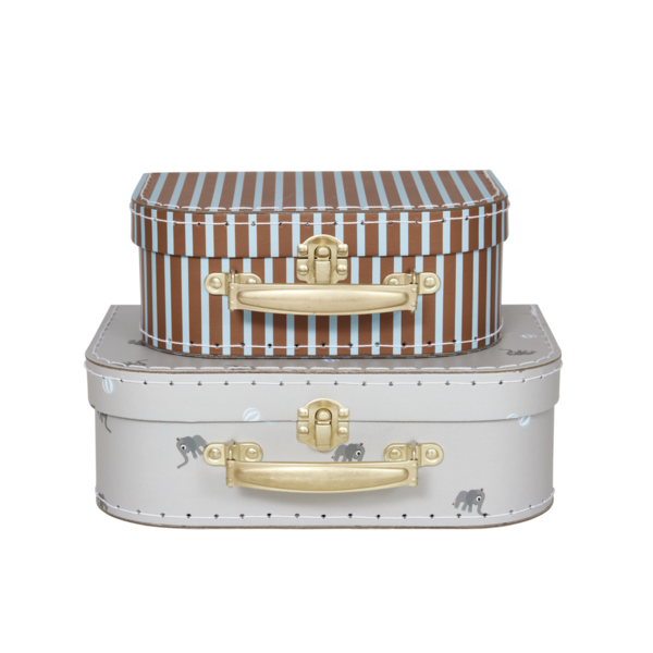 Mini Suitcase Elephant & Stripe - Set of 2