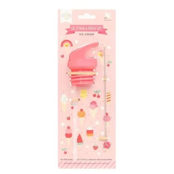 Lid, straw & brush set: Ice-cream