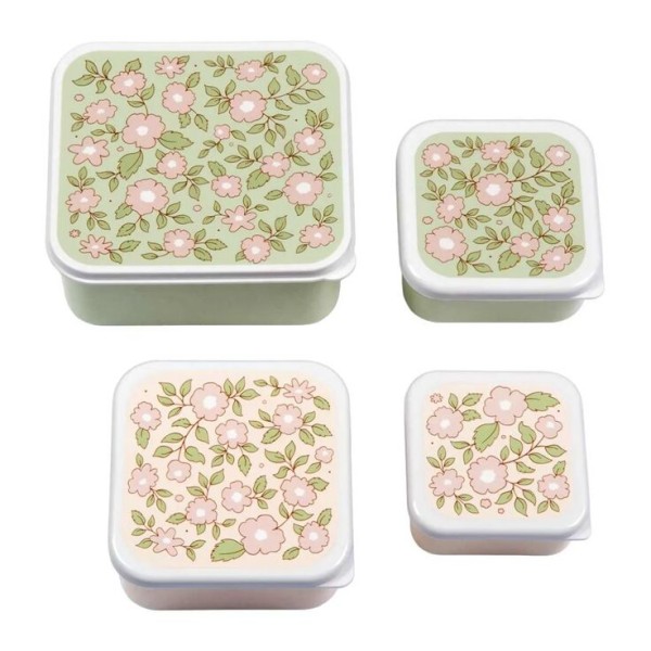 Lunch & Snack box Blossoms Sage - Set of 4