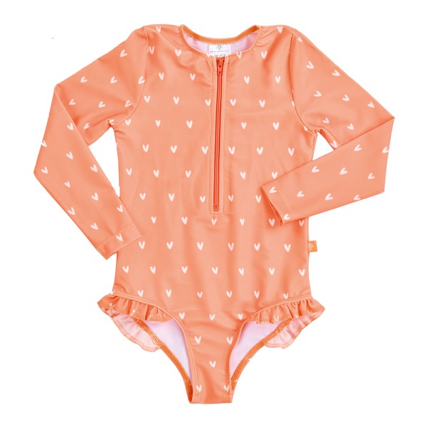 UV Long Sleeve Swimsuit Orange with Hearts