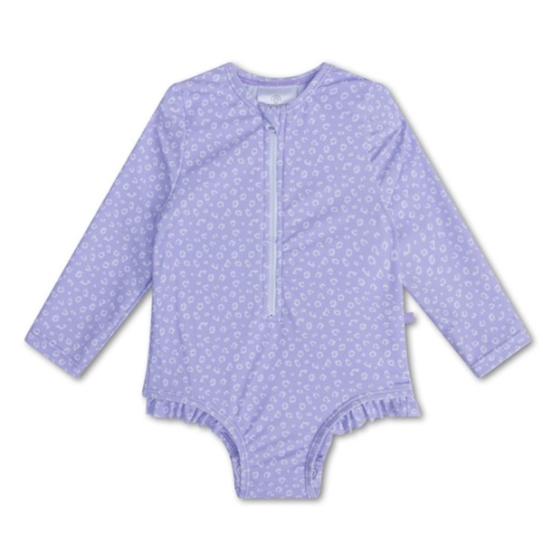 UV Swimsuit with long sleeves Lilac Panther print